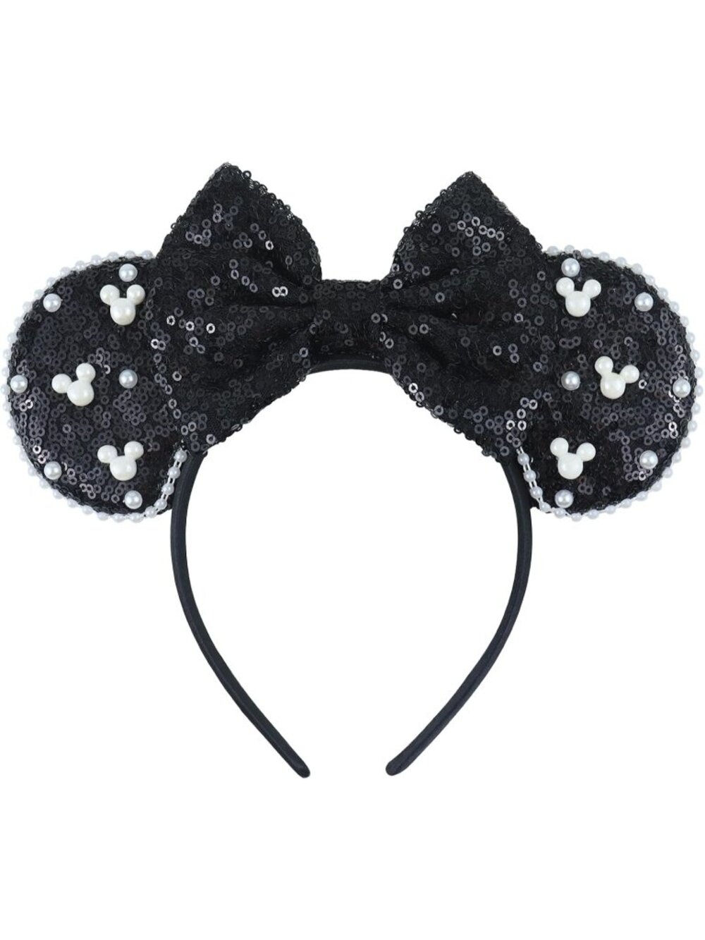 Women Black Polyester Velvet Mickey Mouse Halloween Costume Headband